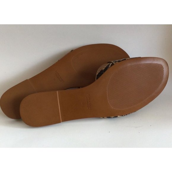 NEW ZARA Basic Collection Snakeskin Embossed Leather Slides - Picture 10 of 11